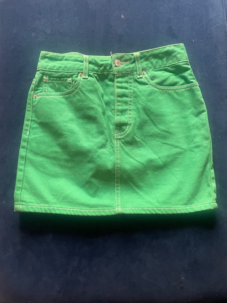 Womenâs Green Denim Mini Skirt